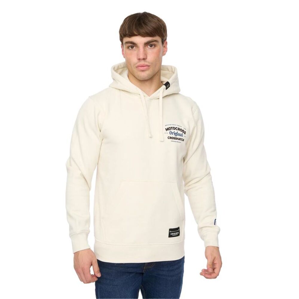 Crosshatch Mens Motocross Hoodie / Light Stone